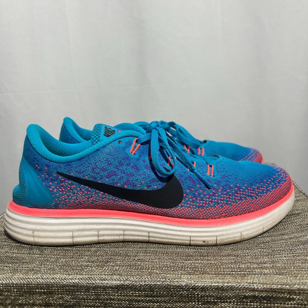 Nike Free RN Distance Running Shoe Womens‎ Size 10 Blue & Coral Sneakers Low Top